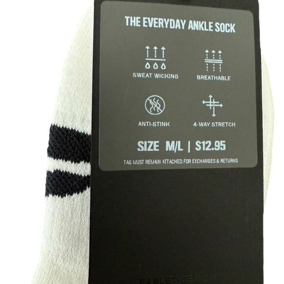 Adidas Men's White Ankle Socks Fabletics Everyday Ankle Sock Size Medium / Large - Picture 2 of 4